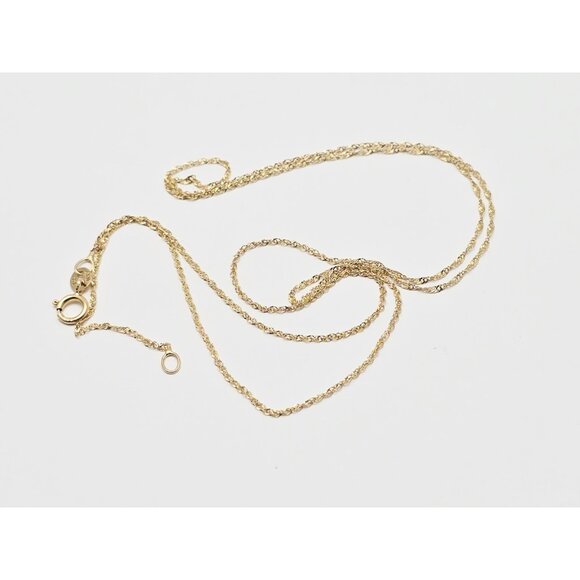 Unique 14K Solid Yellow Gold Designer Singapore Twist Chain Necklace - 20.50" L - Picture 7 of 15